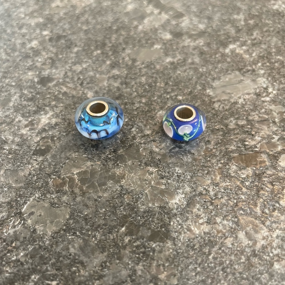 2 Murano glass charms that fit on Pandora bracelet